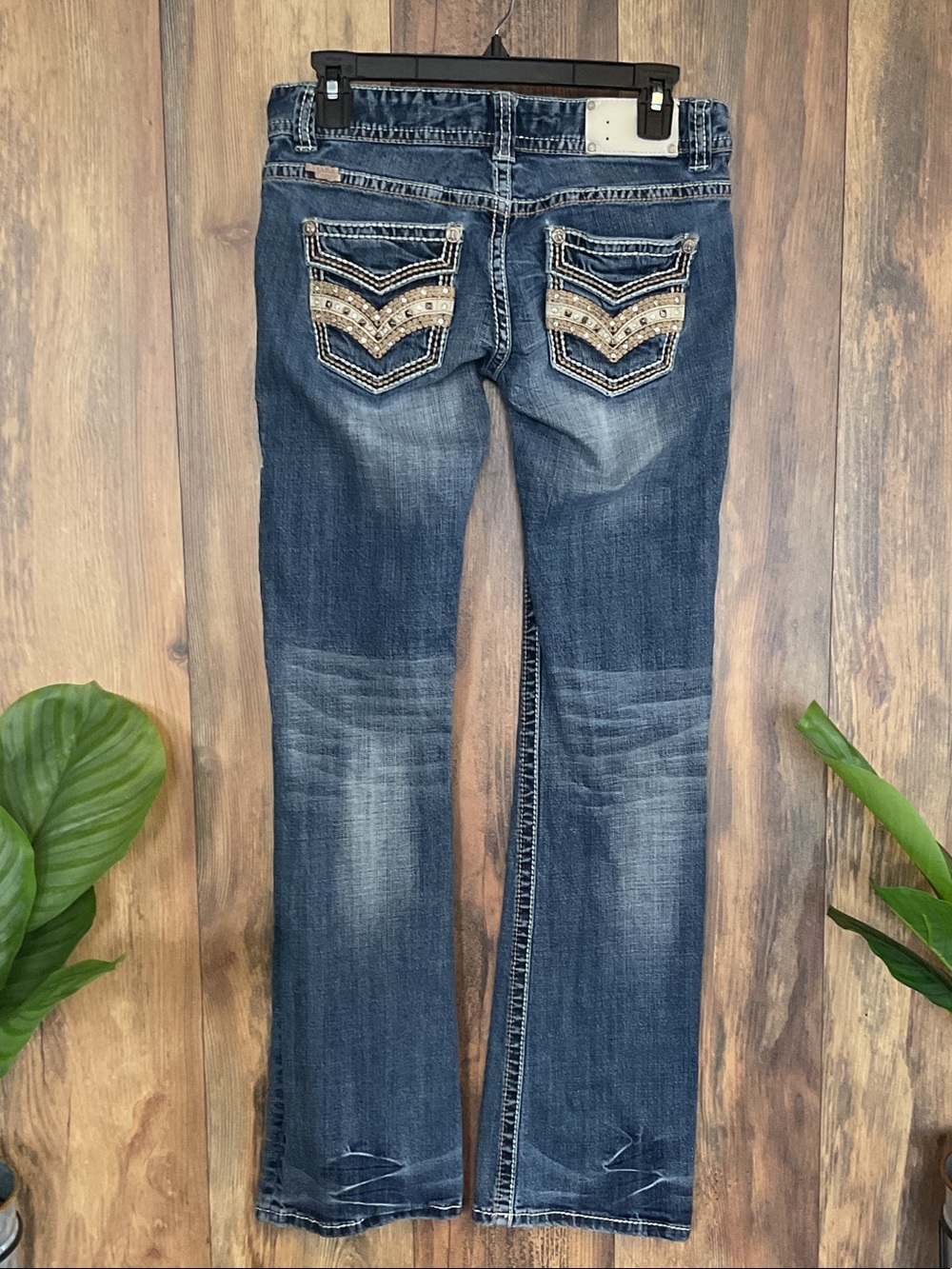 Rock and Roll Cowgirl Low Rise Bootcut Jeans 27x34      174B